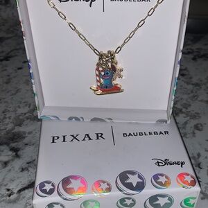 🆕-Disney Pixar Holiday Stitch Charm Gold Necklace With Gift Box